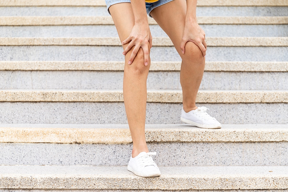 Female patient with cervical spinal stenosis, experiencing weakness in her legs and struggled to descend the stairs.