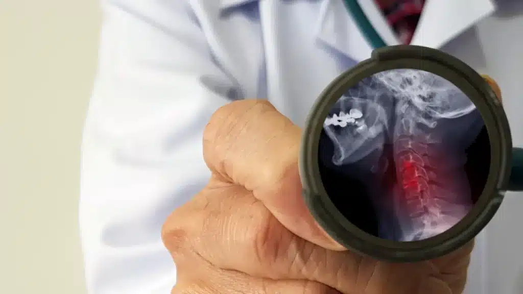 Doctor examining x-ray for cervical radiculopathy